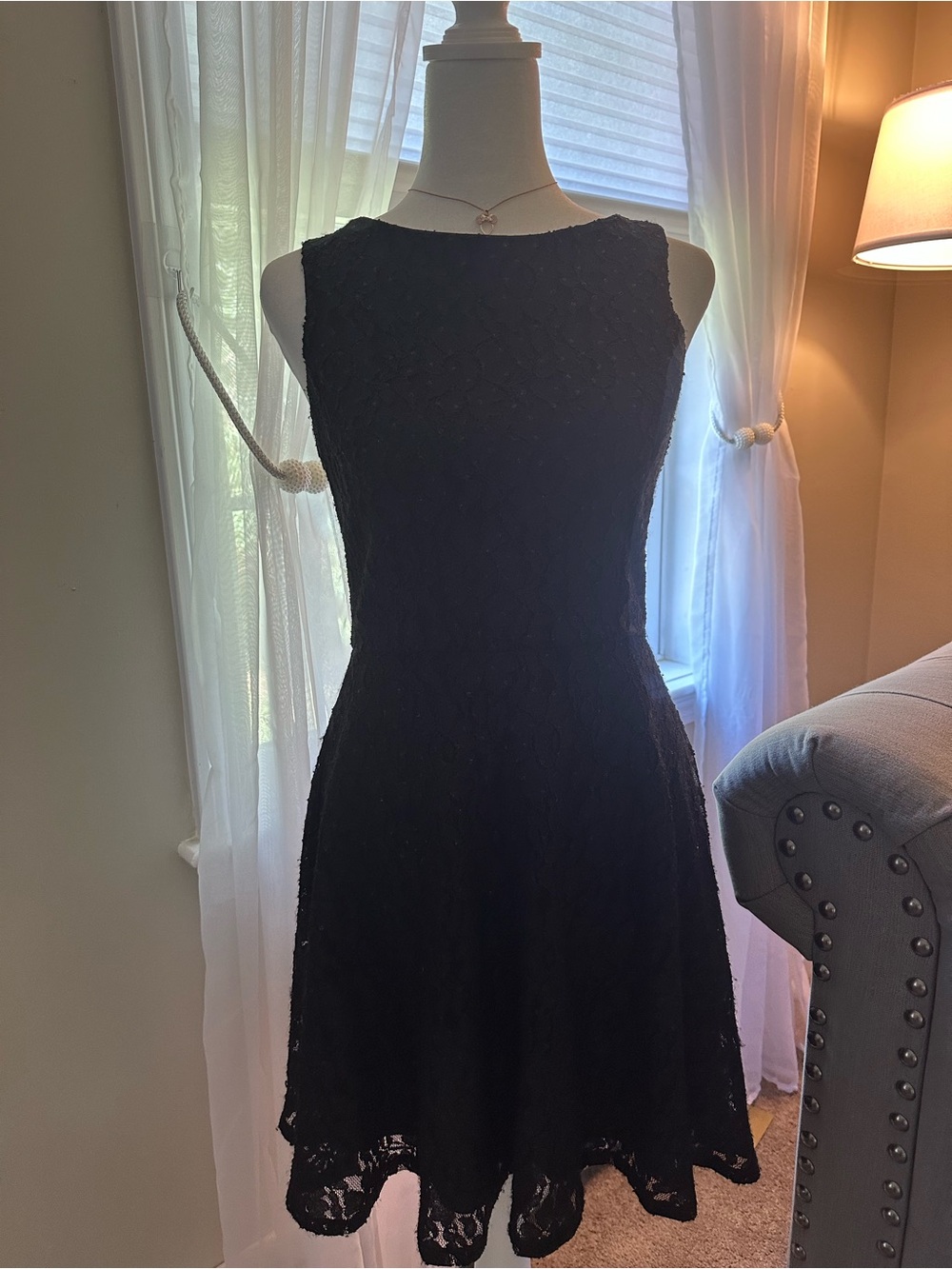 Speechless Black Lace Sleeveless Fit-and-Flare Dress